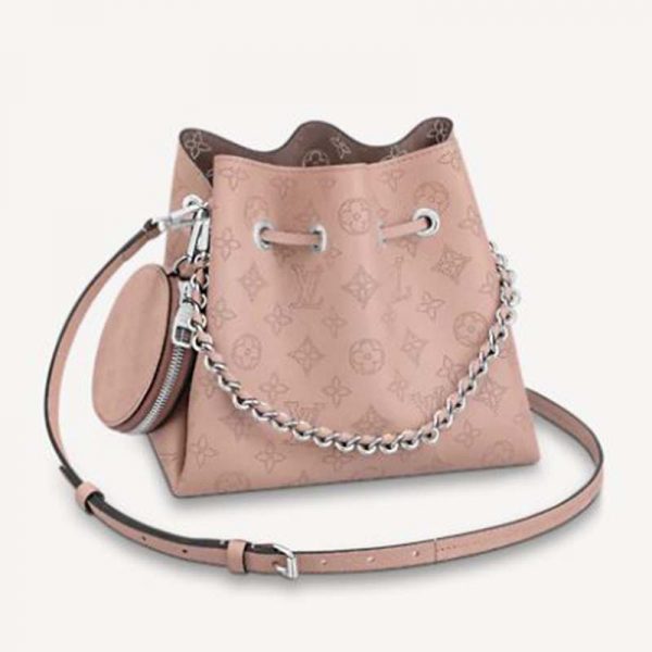 Louis Vuitton LV Women Bella Bucket Bag in Mahina Calf Leather Monogram-Pink