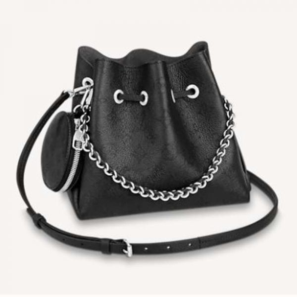 Louis Vuitton LV Women Bella Bucket Bag in Mahina Calf Leather Monogram-Black