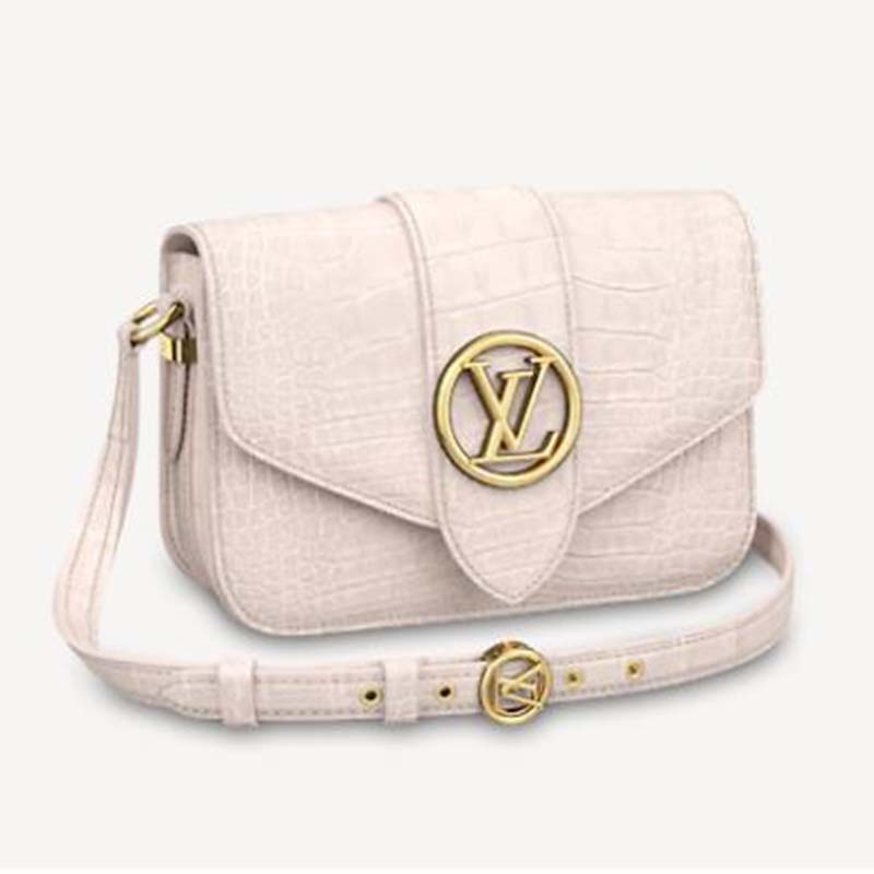 Louis Vuitton Pont 9 Bag White Leather MM ref.1005519 - Joli Closet