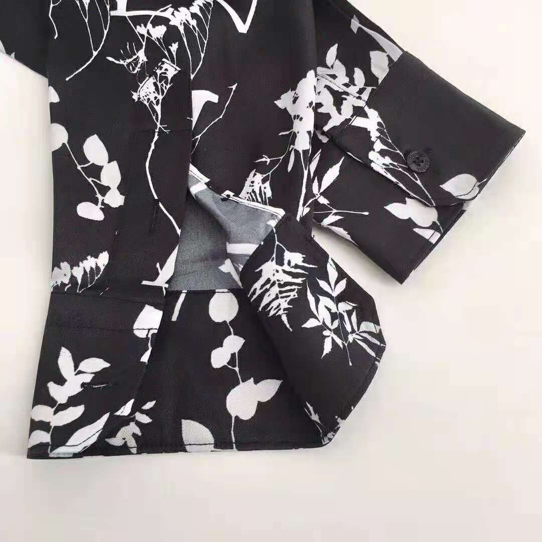 Louis Vuitton LV Men LV Printed Leaf Regular Long-Sleeved Silk Shirt - LULUX