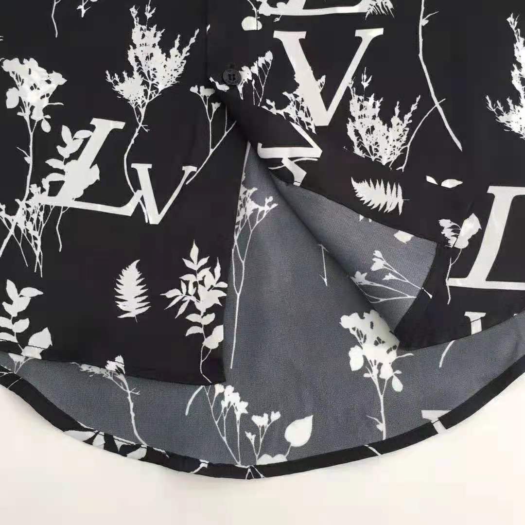 Louis Vuitton LV Men LV Printed Leaf Regular Long-Sleeved Silk Shirt - LULUX