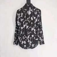 Louis Vuitton LV Women LV Printed Leaf Regular Long-Sleeved Silk Shirt