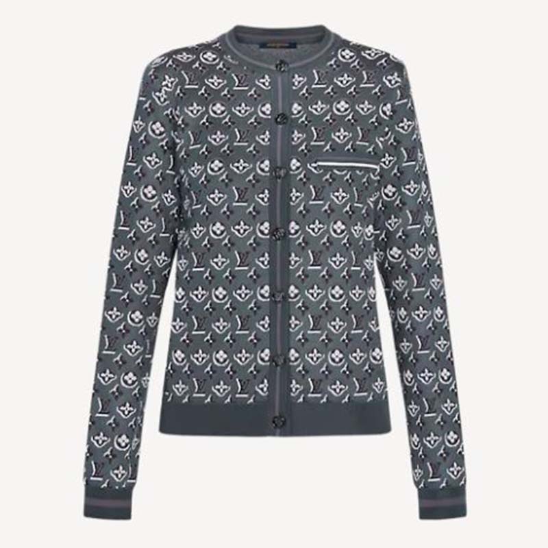 Louis Vuitton Monogram Jacquard Sweatshirt Grey For Women - Clothingta