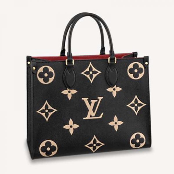 Louis Vuitton LV Women OnTheGo MM Embossed Grained Cowhide Leather-Black