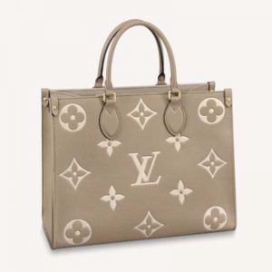 Louis Vuitton LV Women OnTheGo MM Embossed Grained Cowhide Leather-Sandy
