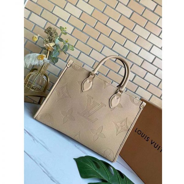 Louis Vuitton LV Women Onthego MM Tote Bag Monogram Embossed Grained Cowhide (4)