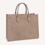 Sac fourre-tout Louis Vuitton LV Onthego MM pour femme en cuir de vachette grainé gaufré Monogram