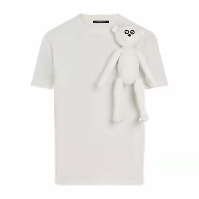 Louis Vuitton Women 3D Monkey T-Shirt Cotton White Monogram Jersey - LULUX