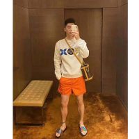 Louis Vuitton Men 3D Pocket Monogram Board Shorts Polyester Orange