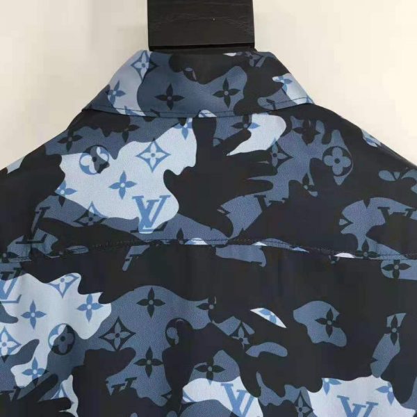 Louis Vuitton Men Camo Regular Silk Shirt LV Signature Blue Regular Fit (11)