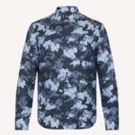 Camisa de seda regular de camuflaje para hombre de Louis Vuitton, corte regular en azul LV Signature