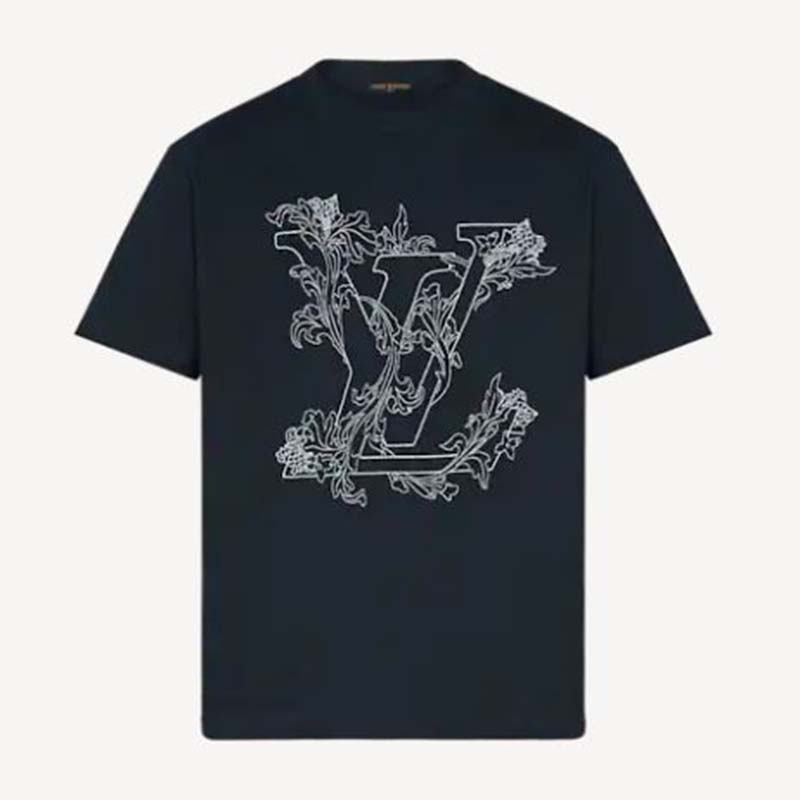 Louis Vuitton Men Embroidered LV Flower T-Shirt Cotton Jersey Regular ...