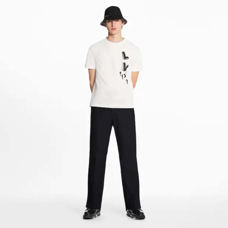 Louis Vuitton Men Floating LV Printed T-Shirt Cotton White Slim Fit - LULUX