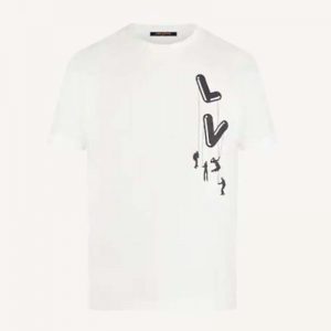 Louis Vuitton Men Floating LV Printed T-Shirt Cotton White Slim Fit