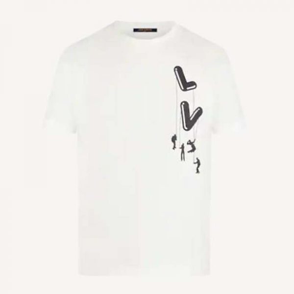 Louis Vuitton Men LV Pendant Embroidery T-Shirt Cotton White Loose Fit -  LULUX