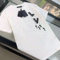 Louis Vuitton Men Floating LV Printed T-Shirt Cotton White Slim Fit