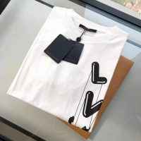 Louis Vuitton Men Floating LV Printed T-Shirt Cotton White Slim Fit