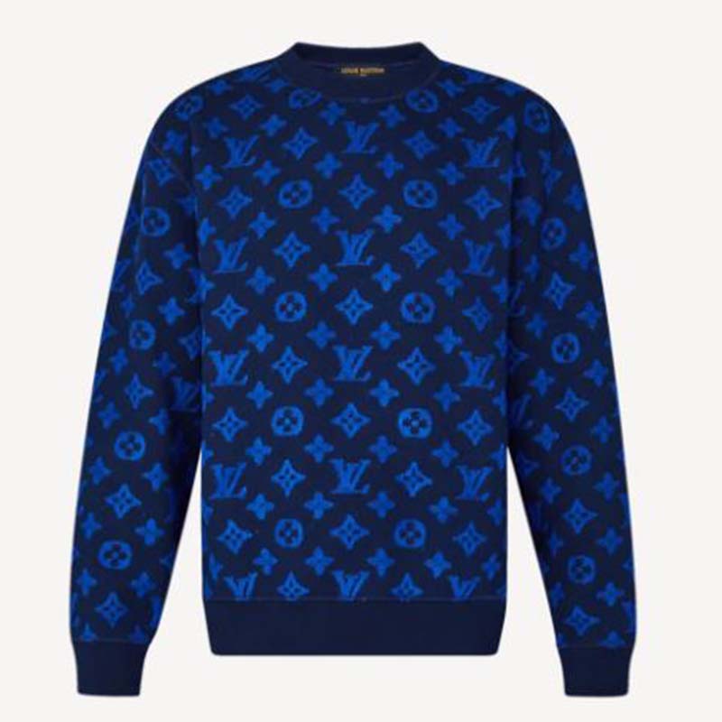 Louis Vuitton Men's Blue Cotton Camo Pique Jacquard Crewneck – Luxuria & Co.