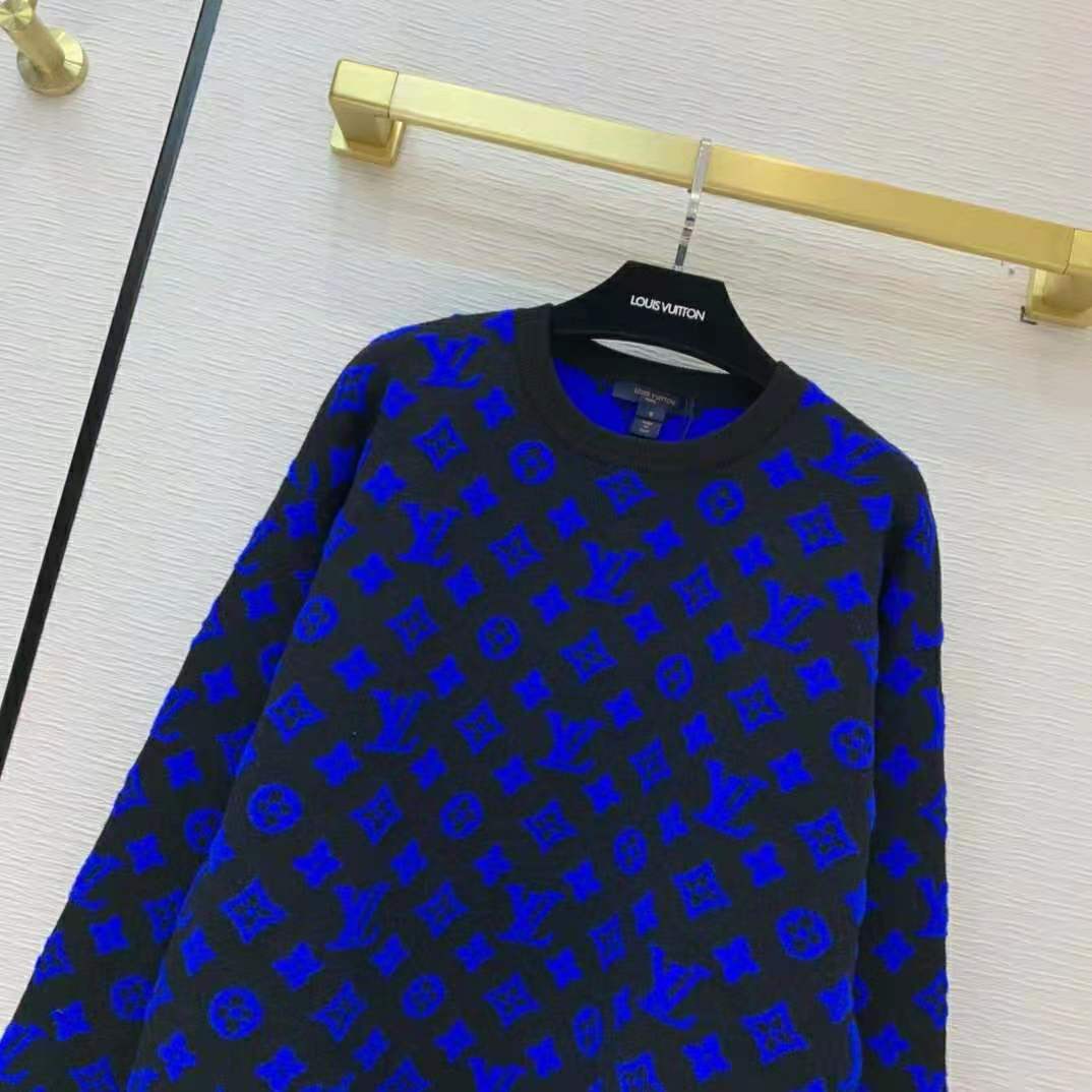 Louis Vuitton Monogram Crewneck Jacquard Blue Cotton ref.485781