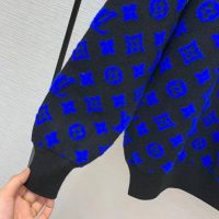 Louis Vuitton Men Full Monogram Jacquard Crew Neck Cotton Blue Regular Fit