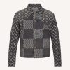 Louis Vuitton Men Giant Damier Waves Monogram Denim Jacket Cotton Regular Fit-Black
