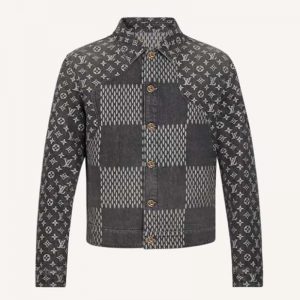 Louis Vuitton Men Giant Damier Waves Monogram Denim Jacket Cotton Regular Fit-Black