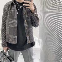 Louis Vuitton Men Giant Damier Waves Monogram Denim Jacket Cotton Regular Fit-Black