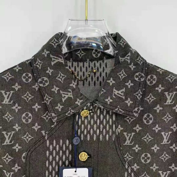 Louis Vuitton Men Giant Damier Waves Monogram Denim Jacket Cotton Regular Fit-Black (3)