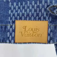 Louis Vuitton Men Giant Damier Waves Monogram Denim Jacket Cotton Regular Fit-Blue