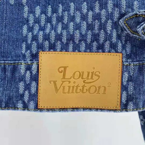 Louis Vuitton Men Giant Damier Waves Monogram Denim Jacket Cotton Regular Fit-Blue (1)