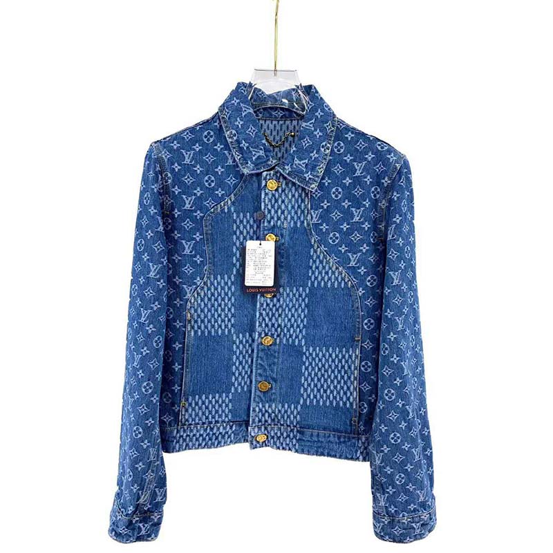 LOUIS VUITTON X NIGO 1A7YD7 MONOGRAM BLUE DENIM JACKET SIZE: 52 / XL