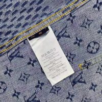 Louis Vuitton Men Giant Damier Waves Monogram Denim Jacket Cotton Regular Fit-Blue