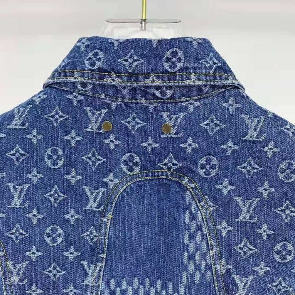 Louis Vuitton Men Giant Damier Waves Monogram Denim Jacket Cotton Regular Fit-Blue (4)