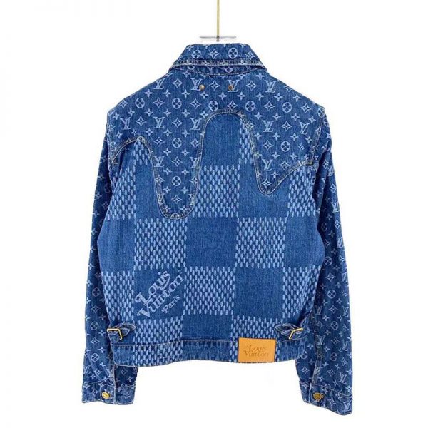 Louis Vuitton Men Giant Damier Waves Monogram Denim Jacket Cotton Regular Fit-Blue (5)