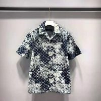 Louis Vuitton Men Hawaiian Tapestry Shirt Blue Floral Tapestry Monogram