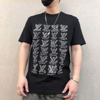 Louis Vuitton Men LV Cartoons Jacquard T-Shirt Cotton Slim Fit-Black