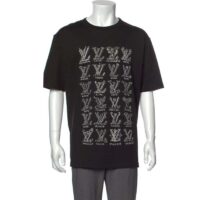 Louis Vuitton Men LV Cartoons Jacquard T-Shirt Cotton Slim Fit-Black