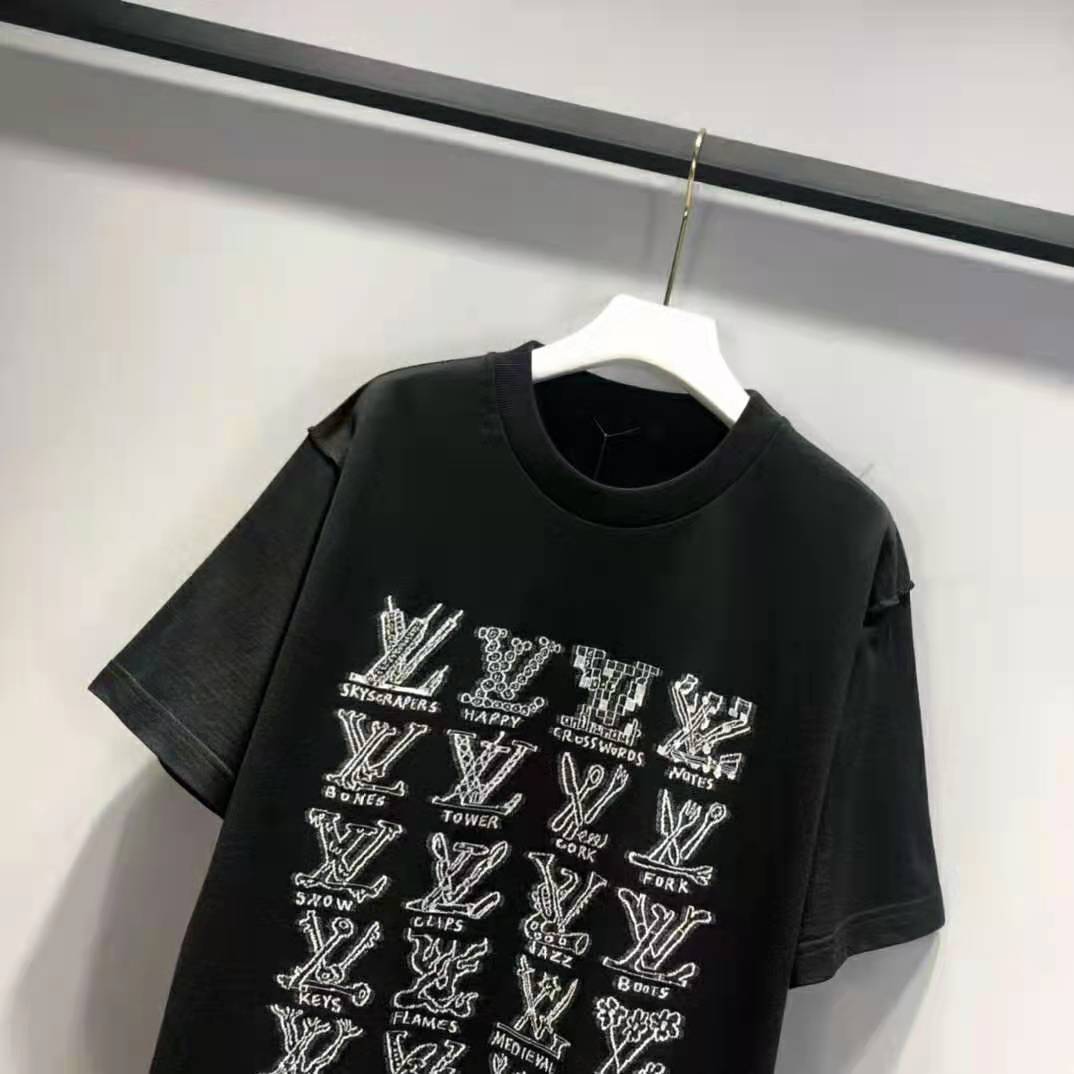 Louis Vuitton Cartoon Jacquard Logo T Shirt Black L