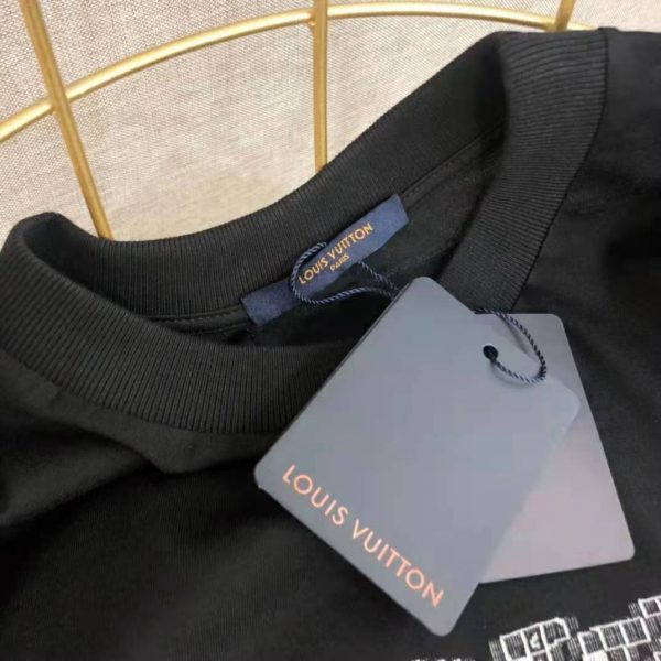 Louis Vuitton Men LV Cartoons Jacquard T-Shirt Cotton Slim Fit-Black (6)