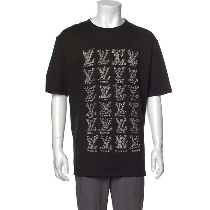 Louis Vuitton Cartoon Jacquard Logo T Shirt Black L