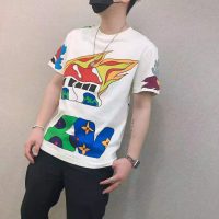 Louis Vuitton Men LV Printed T-Shirt Cotton White Regular Fit