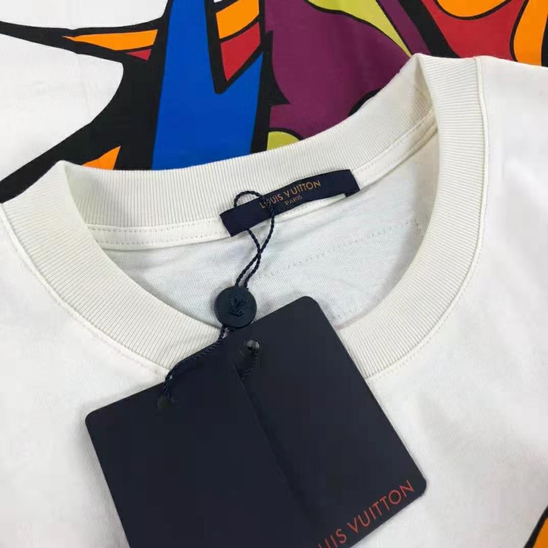 Louis Vuitton Men LV Pendant Embroidery T-Shirt Cotton White Loose Fit -  LULUX