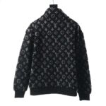 Louis Vuitton Men Monogram Jacquard Fleece Zip-Through Jacket Polyester Black Slightly Loose Fit – Image 3