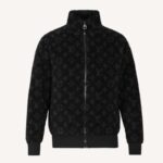 Veste zippée en polaire jacquard Monogram Louis Vuitton pour homme, en polyester noir, coupe légèrement ample