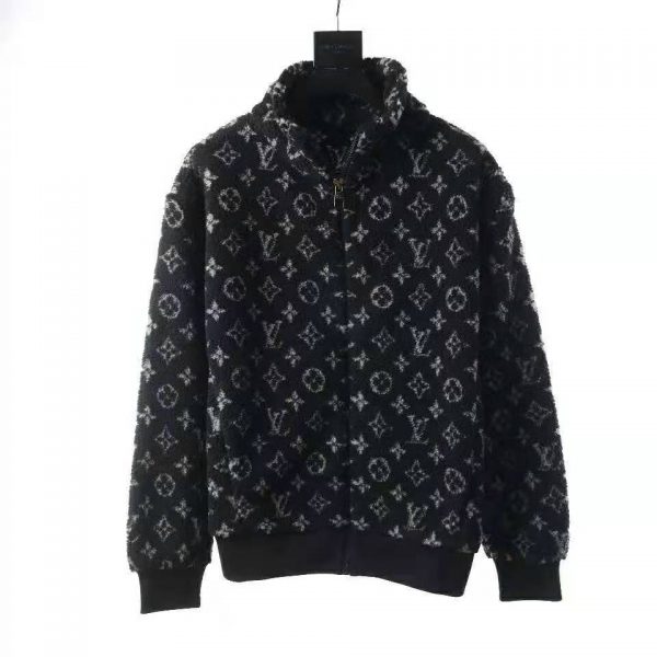 Louis Vuitton Men Monogram Jacquard Fleece Zip-Through Jacket Polyester ...