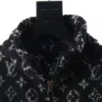 Louis Vuitton Men Monogram Jacquard Fleece Zip-Through Jacket Polyester Black Slightly Loose Fit – Image 5