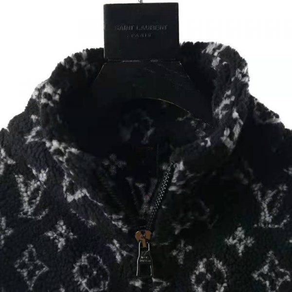 Louis Vuitton Men Monogram Jacquard Fleece Zip-Through Jacket Polyester Black Slightly Loose Fit (3)
