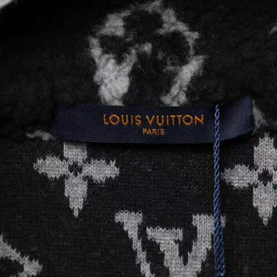 LOUIS VUITTON LV Monogram Jacquard Fleece Zip-Through Jacket Blue 1A8E -  KICKS CREW
