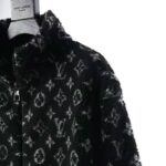 Louis Vuitton Men Monogram Jacquard Fleece Zip-Through Jacket Polyester Black Slightly Loose Fit – Image 6