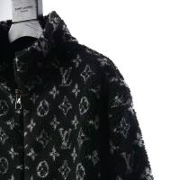 Louis Vuitton Men Monogram Jacquard Fleece Zip-Through Jacket Polyester Black Slightly Loose Fit